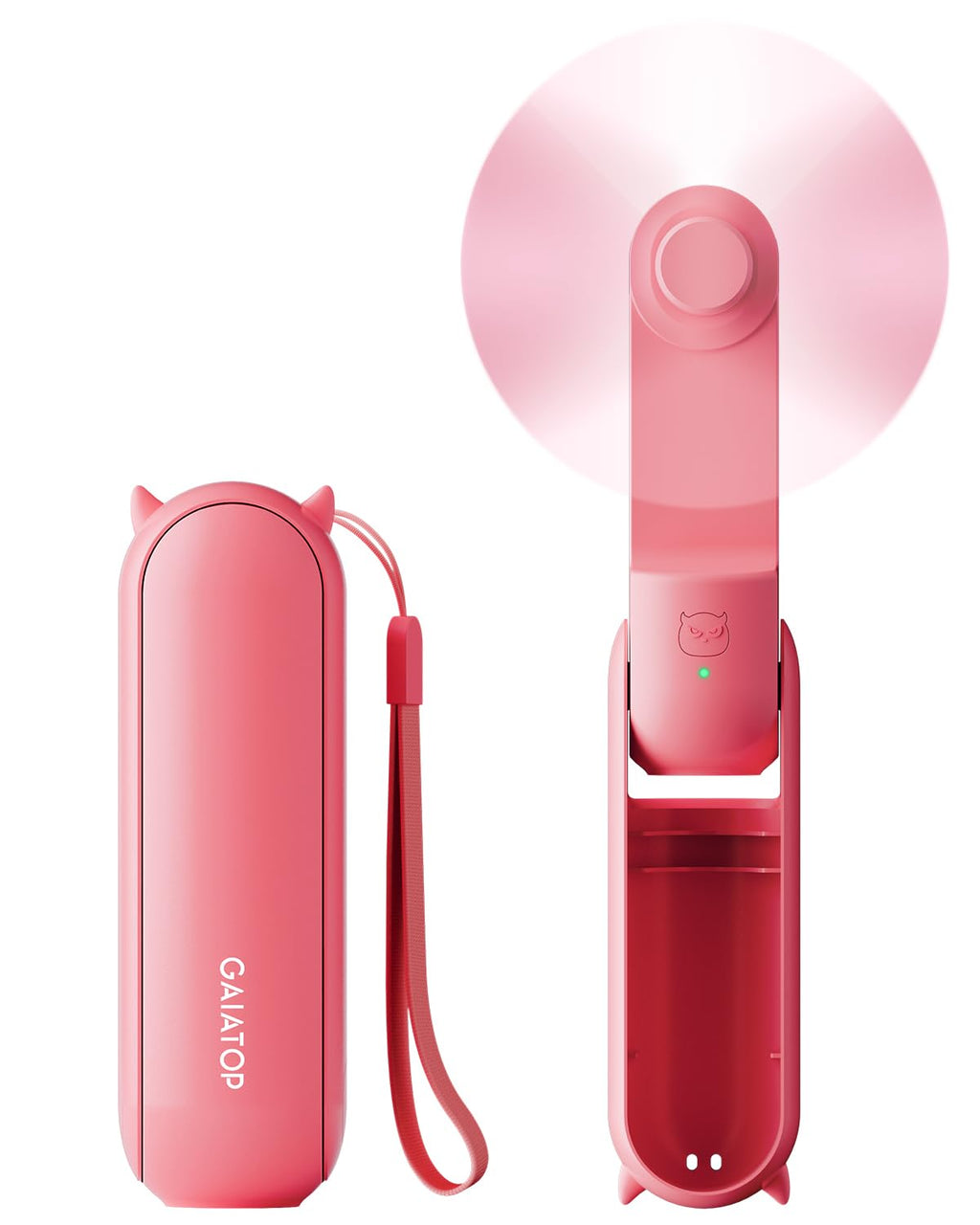 [Australia - AusPower] - Gaiatop Portable Handheld Fan, Foldable Small Fan, Mini Hand Held Fan with USB Rechargeable 2000mAh Battery, Eyelash Fan for Girls, Travel For Women, Outdoor (Rose) Rose 