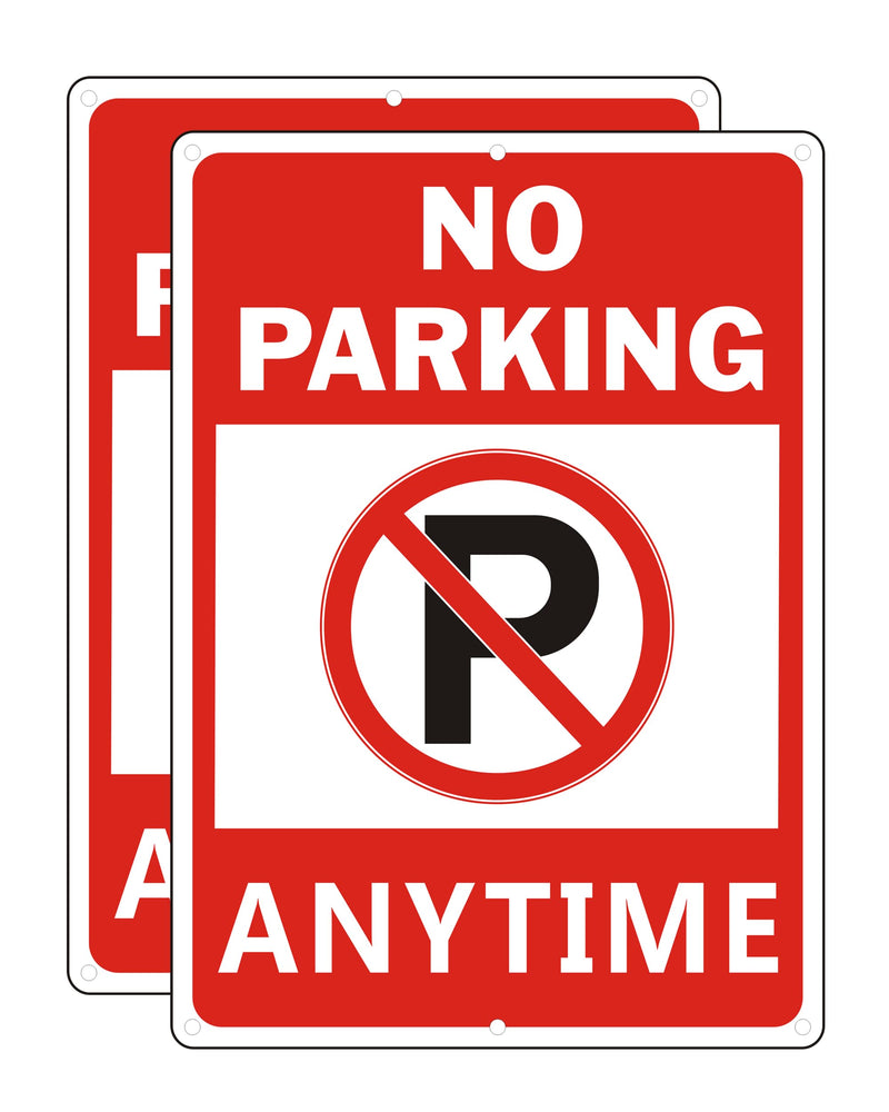 [Australia - AusPower] - No Parking Anytime Sign, No Parking Signs, (2 Pack) 10 x 14 Inches Large Reflective Aluminum Metal Warning Signage with Symbol for Indoor Outdoor Use Style D 