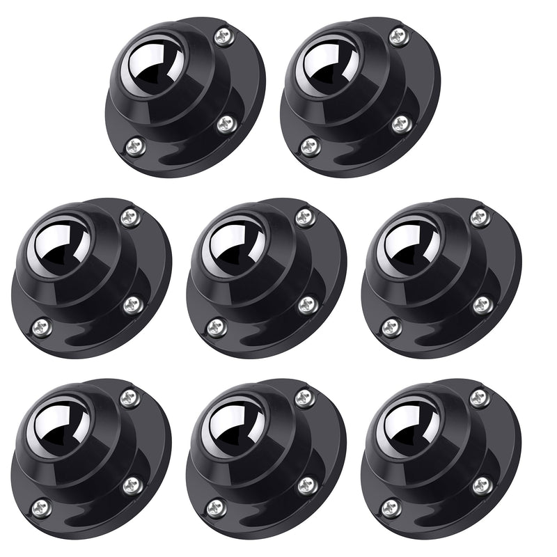 [Australia - AusPower] - PlusRoc 8 Pack Self Adhesive Caster Wheels 1 Inch For Furniture Bucket, Load Capacity 28LBS Per Wheel, Low Profile Swivel Paste Universal Wheels For Small Appliance Storage Bins Steel Ball 8.0 