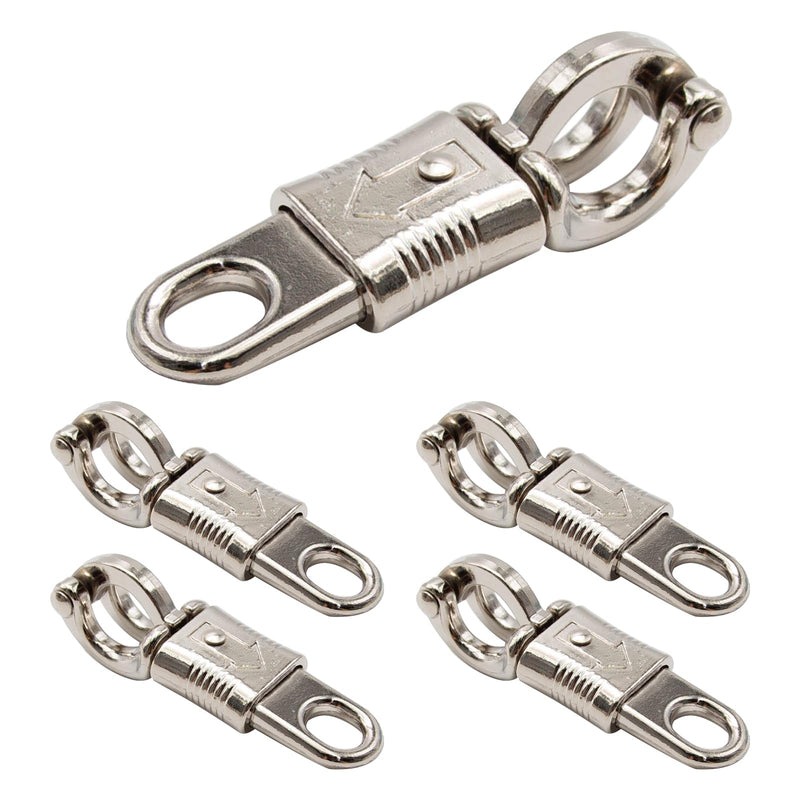 [Australia - AusPower] - 5-Pack Nickel Plated Quick Release Panic Snap with Fixed-Eye, Panic Snap Quick Release Paracord, Get Back Whips Industrial Grade for Get Back Whips 