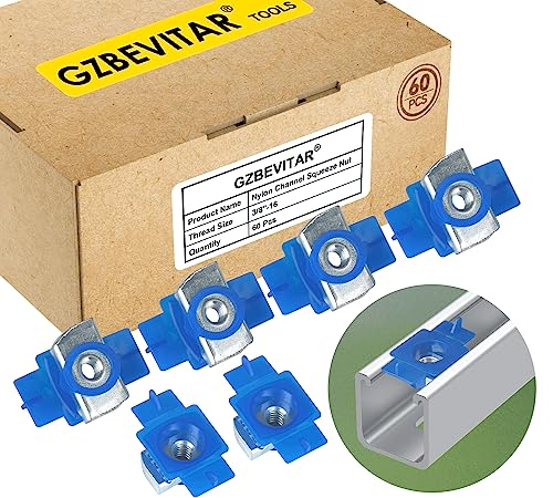 GZBEVITAR nylon channel squeeze nut, 3/8"-16 strut channel cone nut, pack of 60
