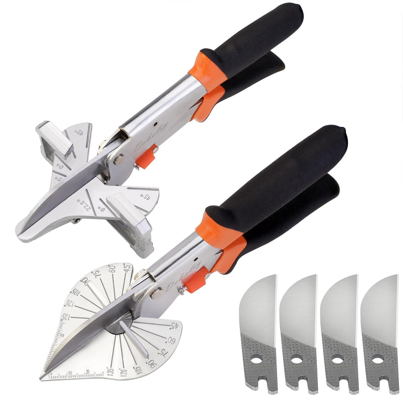 [Australia - AusPower] - Miter Shears 2 Pack,Multifunctional Trunking Shears for Angular Cutting of Moulding and Trim,Quarter Round Cutting Tool Adjustable at 22.5 to 135 Degree,Hand Tools for Cutting Wood and Plastic 