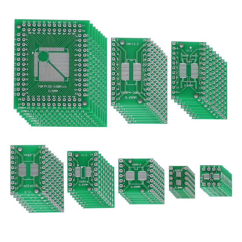 [Australia - AusPower] - 80PCS 8 Vaules PCB Proto Board Kit SMD Turn to DIP Adapter Converter Plate SOP MSOP SSOP TSSOP SOT 8 10 14 16 20 24 28 TQFP 32 44 64 84 100 