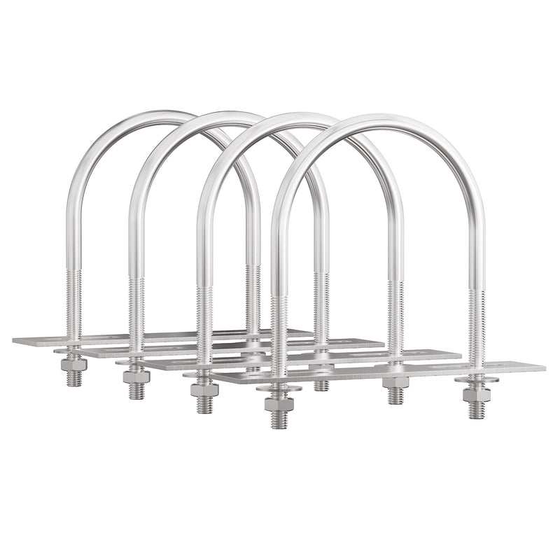 [Australia - AusPower] - 4 Sets 304 Stainless Steel Round Bend U-Bolts 2.48"(63mm) Inner Width 3.27"(83mm) Length M6 with Nuts, Frame Plate, Washers, Accessories for Boat Trailer Axle Sailboat Trailer 63×83mm(W*L) 