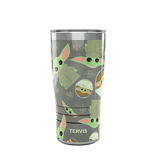 Tervis Traveler Star Wars - Mandalorian - The Child Pattern Triple Insulated Tumbler Travel Cup Keeps Drinks Cold & Hot, 20oz, Stainless Steel