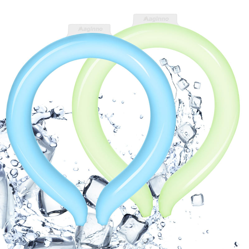 [Australia - AusPower] - Maginno Neck Cooler, Wearable Cooling Tube Cool Neck Wraps for Extremely Hot Weather & Summer Heat, Hands Free Cold Ice Pack Gel for Outdoor Workers, Sports, Relief for Hot Flashes or Fever 2 Pack-bluegreen 