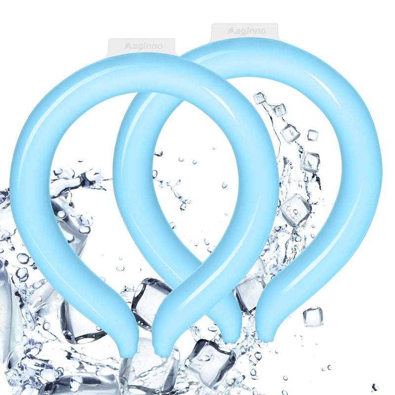 [Australia - AusPower] - Maginno Neck Cooler, Wearable Cooling Tube Cool Neck Wraps for Extremely Hot Weather & Summer Heat, Hands Free Cold Ice Pack Gel for Outdoor Workers, Sports, Relief for Hot Flashes or Fever 2 Pack-blueblue 