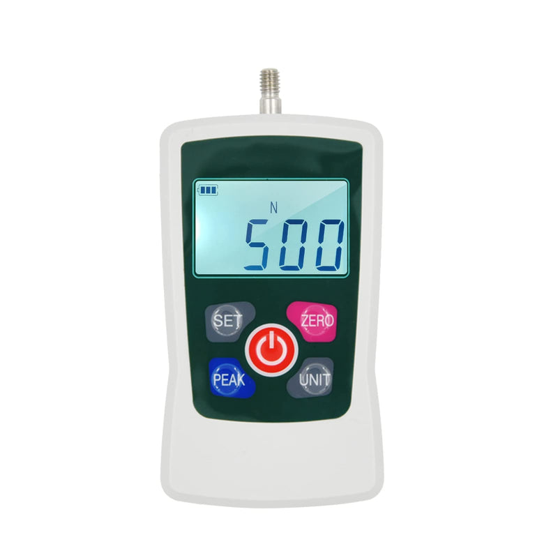 Digital Force Meter 500N/50kg/110lb/1760oz Portable Push Pull Force Meter Switchable Backlit Mini Dynamometer with 6 Light Heads Storage Case Automatic