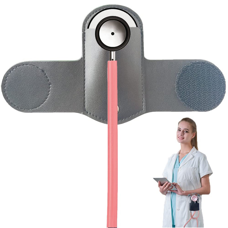 [Australia - AusPower] - Stethoscope Holder - Stethoscope Holster/Premium Leather Stethoscope Holder Hip Clip/Universal Clip-on Stethoscope Holster for Littmann & Most Stethoscope (Black) Black 