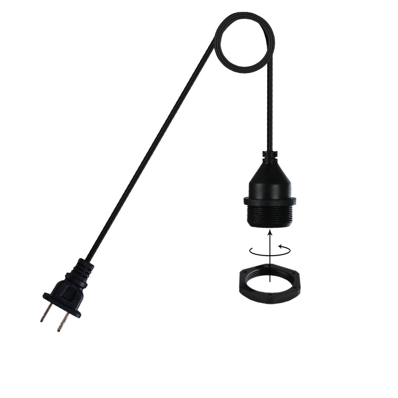 [Australia - AusPower] - 10Foot With Wire Electric Light Socket Waterproof Plug Light Outdoor Plug Light E26/E27 Socket With Wire Electric Light Socket Temporary Building Lighting Waterproof Socket With Wire Electric 6017 (1 Pack)10foot With plug 6017 