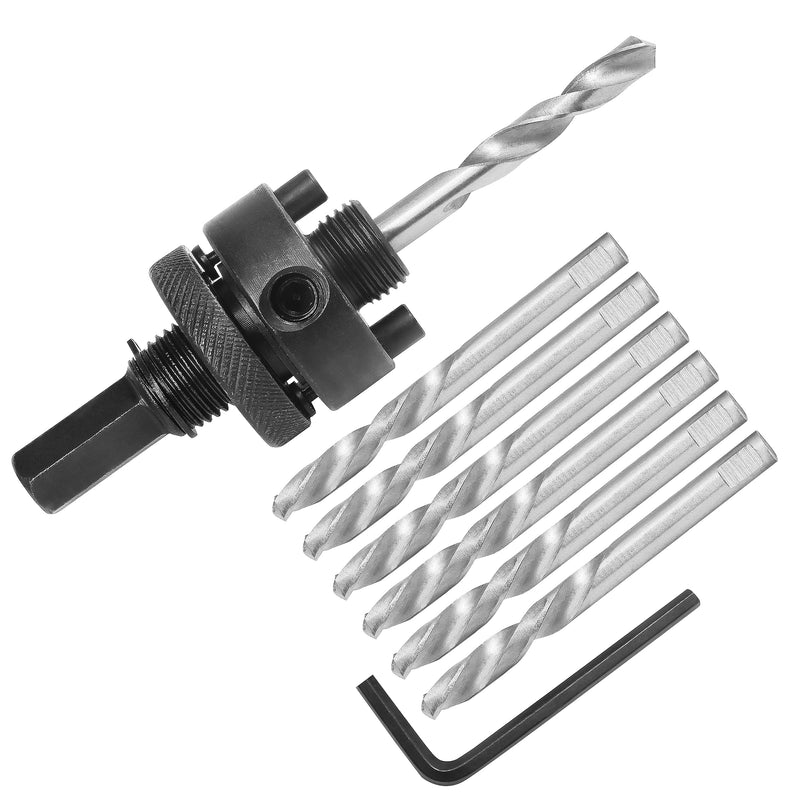 [Australia - AusPower] - Heavy Duty Hole Saw Arbor with 5pcs Center Drill Bits, 1/2" Hex Shank Quick Change Arbor Fits 1-1/2" to 10" Hole Saws 