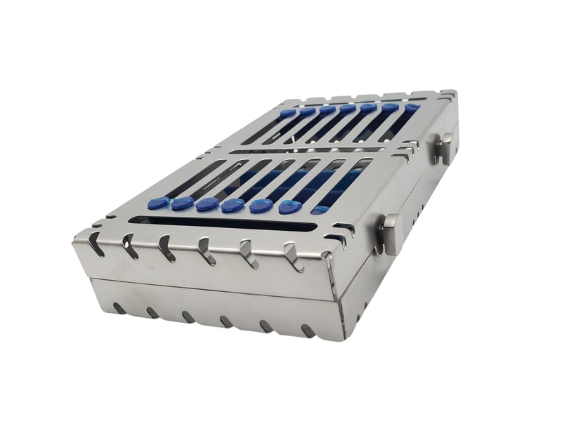 [Australia - AusPower] - Heavy Duty Sterilization Cassette Tray up to 7 Instruments Double Button Rack Box Premium Design Dental Surgical lab 7"X4"X1.4" ARTMAN Brand 