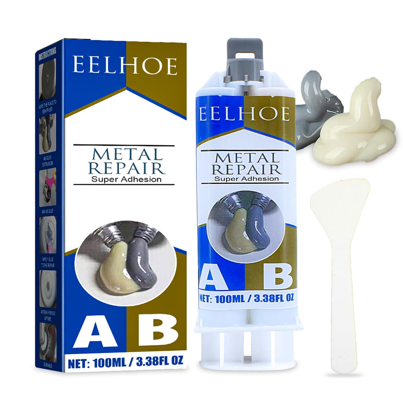 [Australia - AusPower] - Metal to Metal Glue - 2 Pack (200g), Metal Repair Epoxy Glue,Metal Epoxy Weld, 2 Part Epoxy Glue Heavy Duty,High-Temperature Heat Resistant Adhesive, Plastics (100 gram) 100 gram 