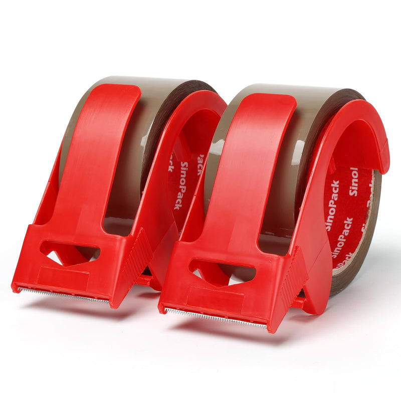 [Australia - AusPower] - Heavy Duty Brown Packaging Tape 2Pack 1.88Inches X 55Yds with Dispenser Brown Packing Tape for Shipping and Moving, Strong Sealing on All Box Types 