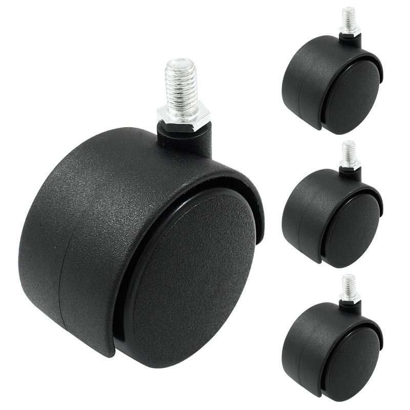 [Australia - AusPower] - 4pcs 2 Inch Swivel Caster Wheels, Black Nylon M8 Threaded Stem Caster Wheels, Heavy Duty Swivel Stem Casters Wheel Replacement for Furniture, Table, Cabinet, Shelf 2 Inch Stem 
