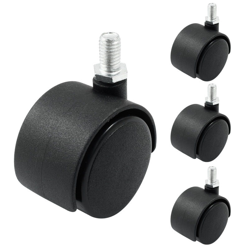 [Australia - AusPower] - 4pcs 1.5 Inch Swivel Caster Wheels, Black Nylon M8 Threaded Stem Caster Wheels, Heavy Duty Swivel Stem Casters Wheels Replacement for Furniture, Table, Cabinet, Shelf 1.5 Inch Stem 