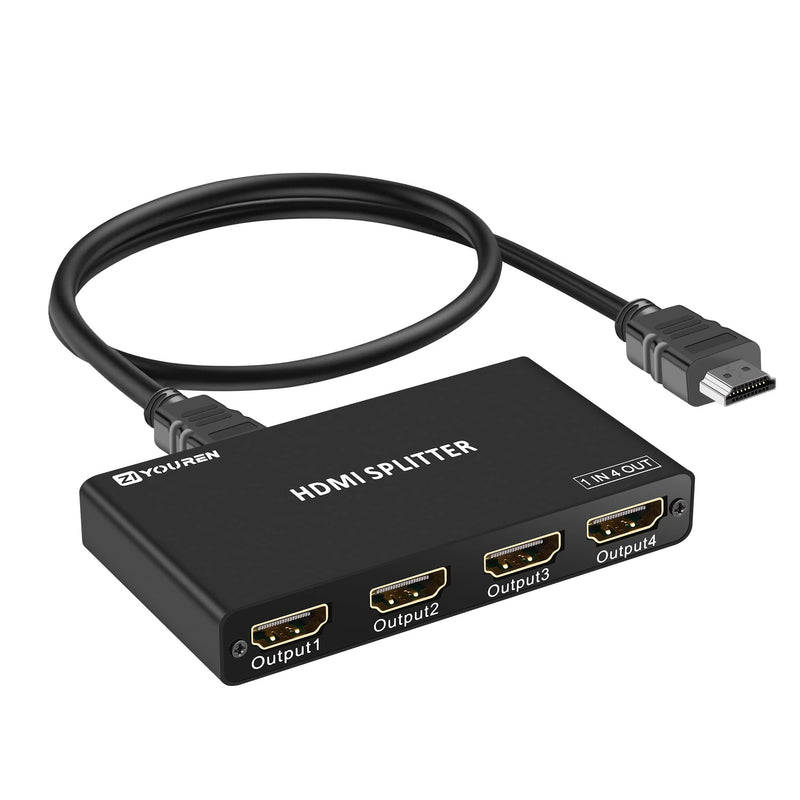 [Australia - AusPower] - HDMI Splitter with HD HDMI Cable, 4K HDMI Splitter 1 in 4 Out for Full HD 4K@30HZ 1080P 3D Splitter (1 HDMI Source to 4 HDMI Displays) 1x4 