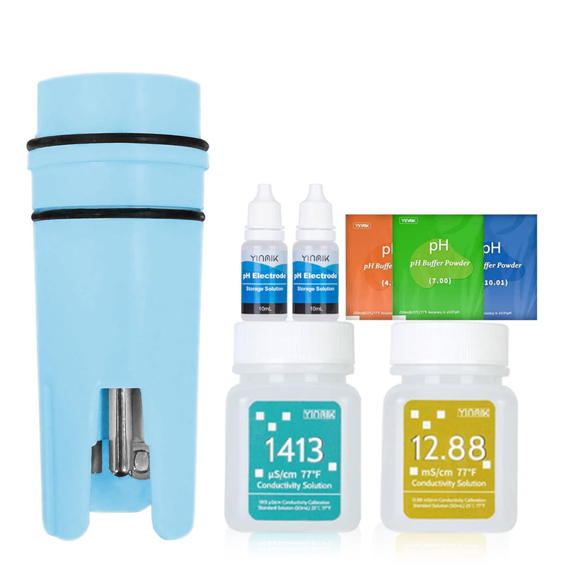 [Australia - AusPower] - Replacement pH Probe for YINMIK YK-4N pH Meter, pH Electrode with EC Calibration Solution and pH Storage Solution，Blue Color pH EC Electrode, Also Suitable for YK-4 and YK-4S 