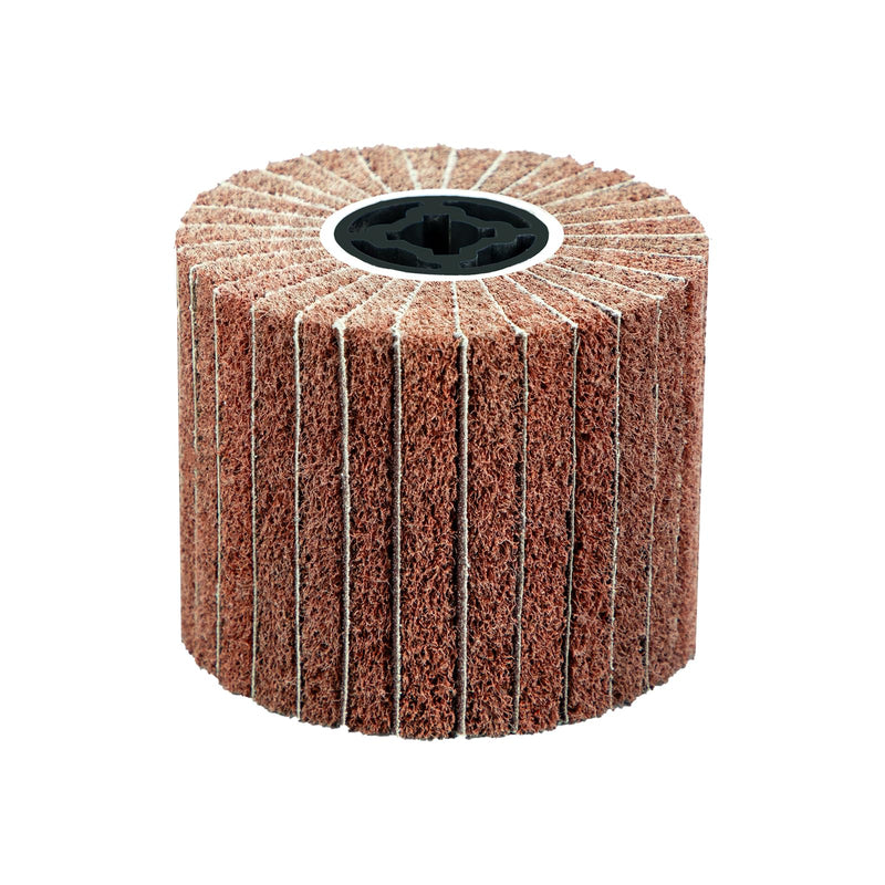 [Australia - AusPower] - SALI Non Woven Wire Abrasive Drawing Polishing Burnishing Wheel Flap Wire Brush Drum Surface Conditioning Tool for Metal Surface Polishing Grinding Removing Rust 120x100x19mm with Sandpaper 60 Grit 