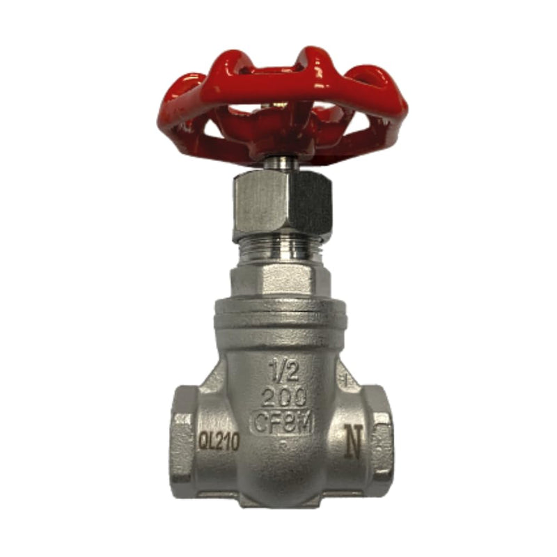 AF Hydro Stainless Steel SS316 Gate Valve, 3/4"NPT, Female Threaded Gate Valve, up to 200 PSI, Solid Taper Wedge Valve for General Water, Oil, and Gas 3/4" NPT