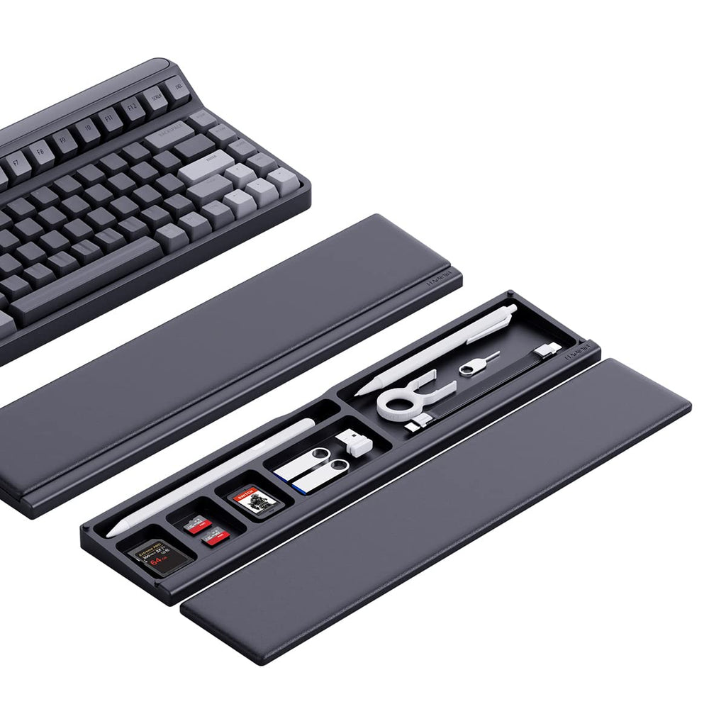 [Australia - AusPower] - Hagibis Keyboard Wrist Rest Pad Support with Desktop Partition Storage Case, Ergonomic Soft Memory Foam, Anti-Slip Rubber Base for Computer Keyboard, Laptop, Office, Home (Black) Black 