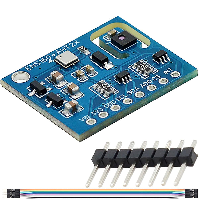 [Australia - AusPower] - ENS160+AHT21 Temperature and Humidity Sensor Carbon Dioxide CO2 eCO2 TVOC Air Quality Module 3 in 1 Sensor High-Precision with Dupont Cable,for Arduino ENS160+AHT21 