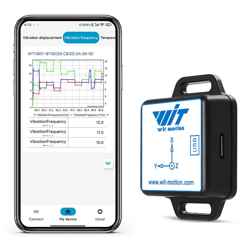 [Australia - AusPower] - [Ble Vibration Sensor ] WTVB01-BT50 Ble Wireless MPU6050 Multi-Connect Vibration Sensor, 100Hz Output 3-axis (Vibration Displacement + Vibration Speed + Vibration Angle + Vibration Frequency) 