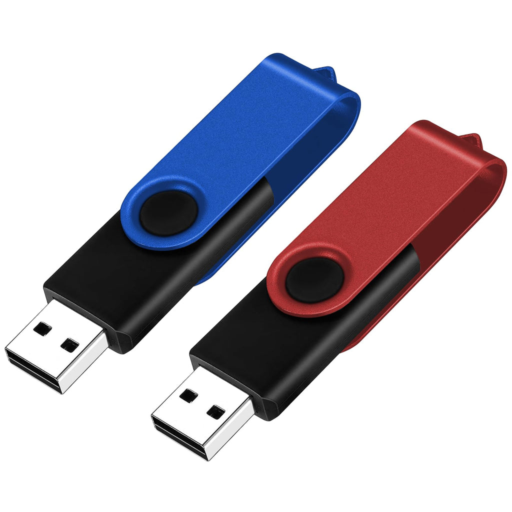 [Australia - AusPower] - 32GB USB Flash Drive 2 Pack AGECASH USB 2.0 Thumb Drives 32GB Memory Sticks Swivel Jump Drives for Storage and Backup, Perfect for Work or School 2pack red blue 