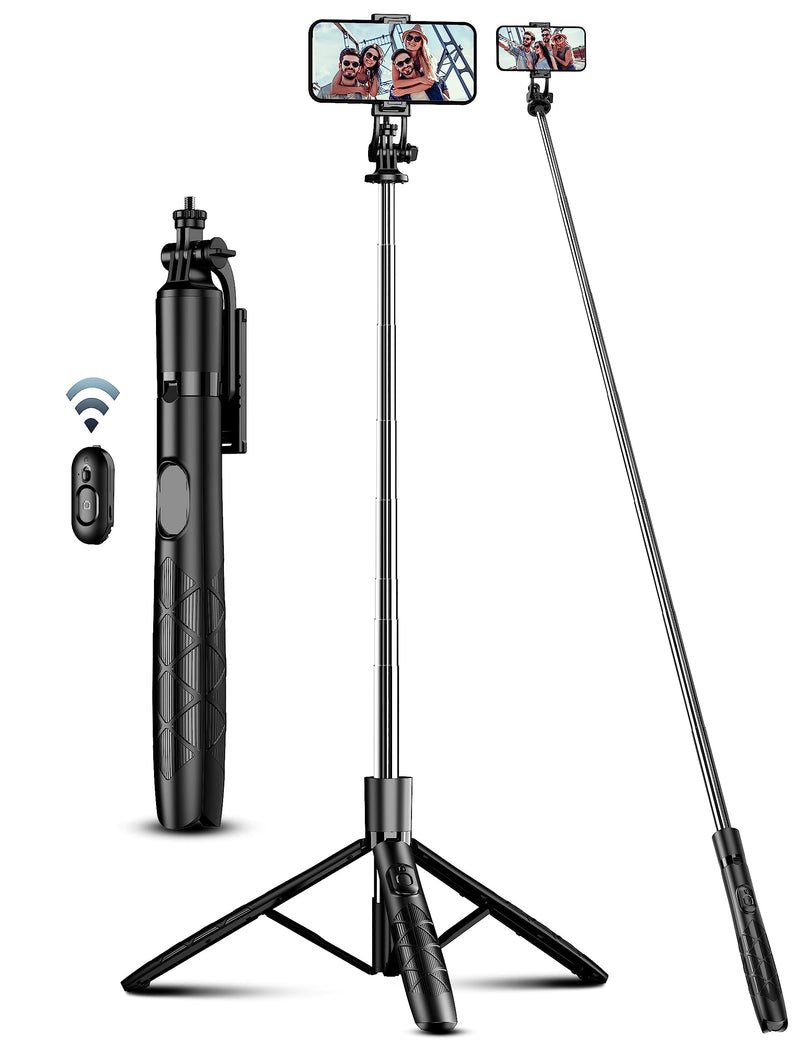 [Australia - AusPower] - 71" Phone Tripod & Selfie Stick, All in One Extendable Cell Phone Tripod with Wireless Remote, Tripod Stand for iPhone & Travel Tripod 360° Rotation Compatible with iPhone Android Phone, Camera Black 