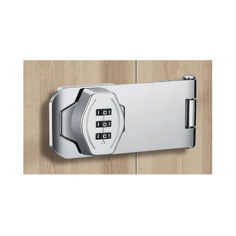 [Australia - AusPower] - Keyless Cabinet Lock 3-Digit Password Combination Code Hasp latch Lock Twist Knob Wooden Drawer Cupboard Locker Gun-Safe Closet Box (Silver, 4 inch) Silver 