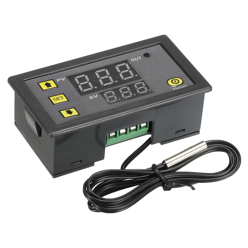 [Australia - AusPower] - MECCANIXITY 24V DC LED Digital Temperature Controller Thermostat Meter Heating Cooling -20 to 100°C W3230 Relay Output with NTC Temperature Probe Waterproof DC24V 