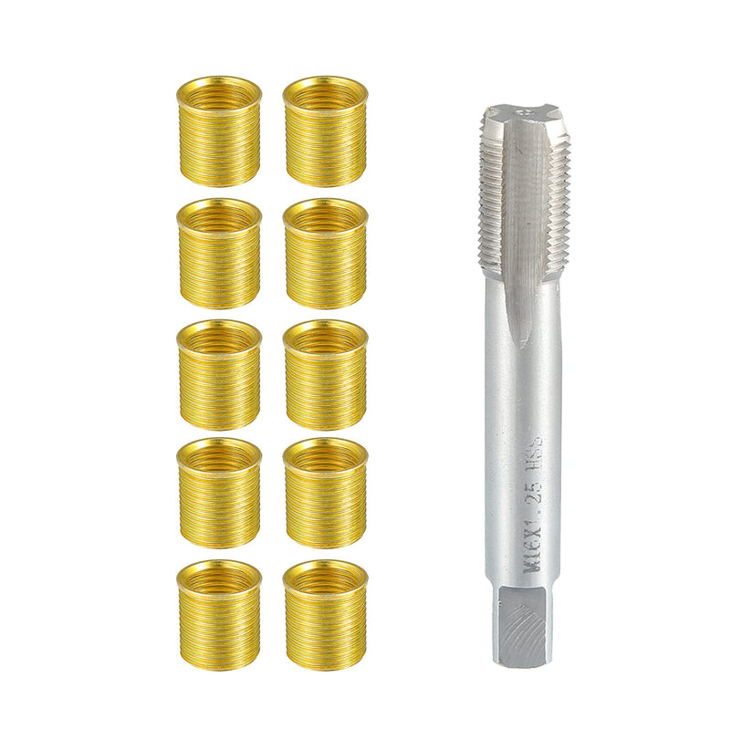[Australia - AusPower] - Outer/Universal Spark Plug Thread Repair Tools with M14x1.25 Inner Inserts and M16x1.25 Tap/High Speed Steel Tap Spark Plug/Durable/Metal / 1 Set/Gold Tone 