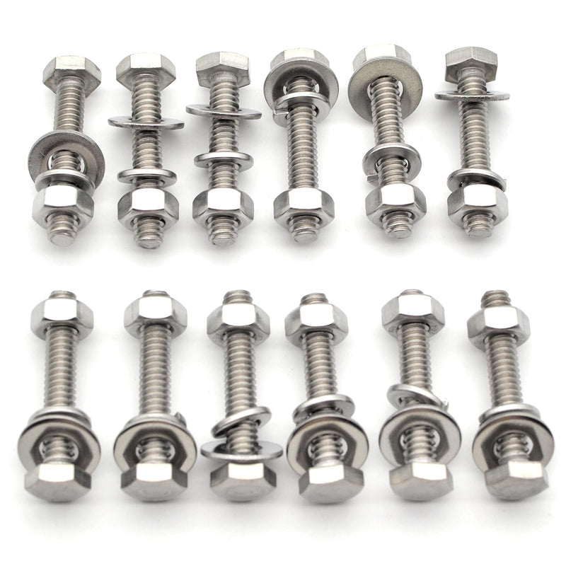 [Australia - AusPower] - 1/4-20 Bolts, Nuts, and Washer Kit, 12 Sets, 304 Stainless Steel Hex Bolts w/Nuts, 1/4 Flat Washers and Lock Washers (1/4-20 x 1-1/2") 1/4-20 x 1 - 1/2" (12 Sets) 