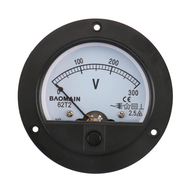 [Australia - AusPower] - Baomain 62T2 AC 300V Analogue Panel Meter Volt Voltage Gauge Analog Voltmeter Round Voltmeter 