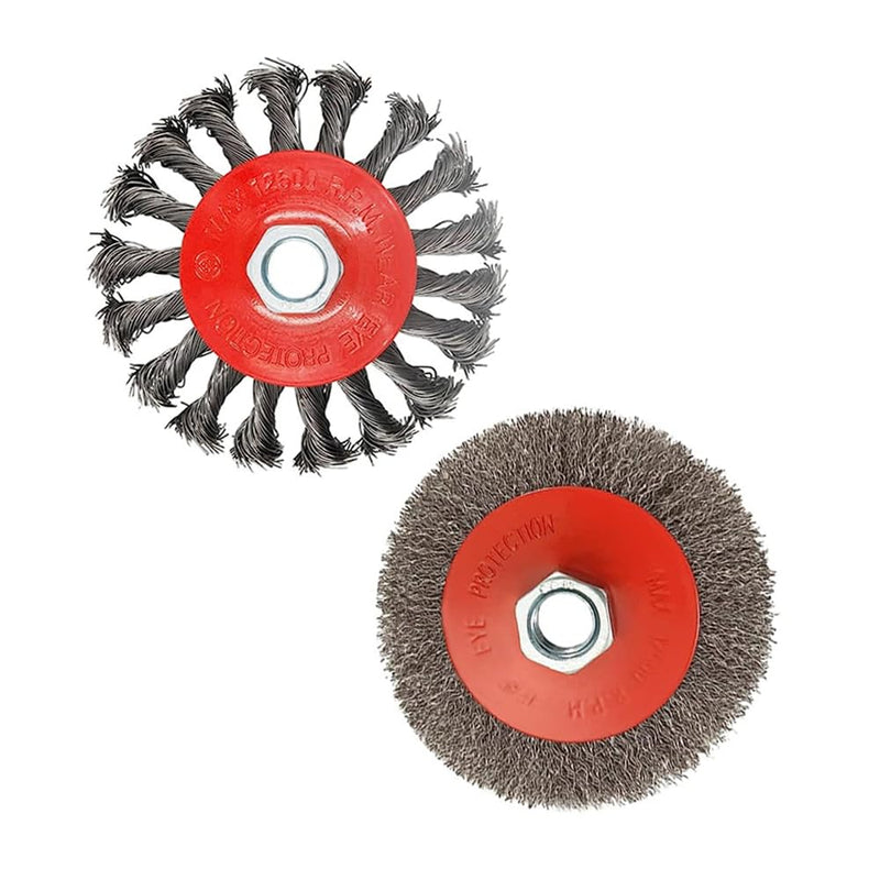 [Australia - AusPower] - Wire Wheel Brush for 4-1/2" Angle Grinder 4 Inch Wire Wheel Set 5/8"-11 Threads Arbor - 2pcs 2 4in 