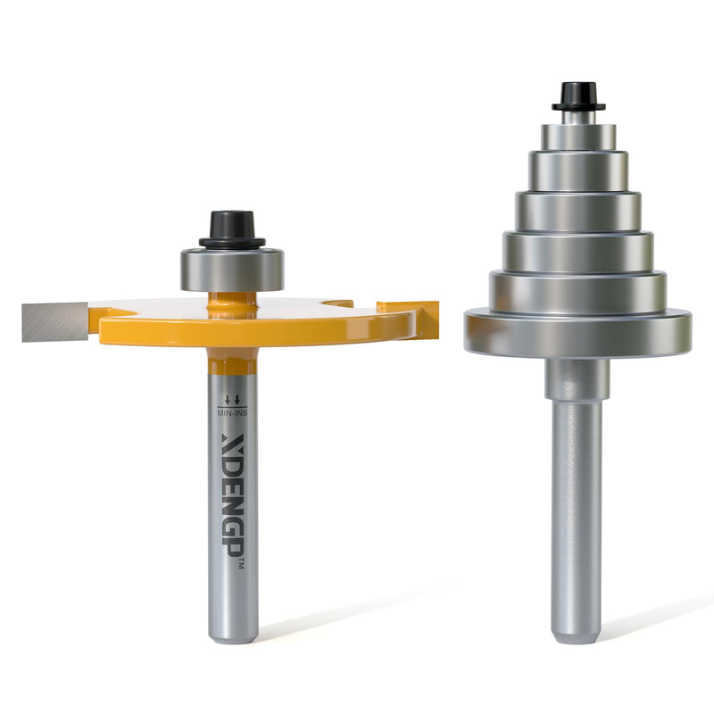 Rabbet Router Bit Set 1/4 Shank, Rabbeting Router Bits 1pcs with 6 Bearings for Interchangeable and Adjustable Multi Depths Cutter 1/8", 1/4", 5/16", 3/8", 7/16", 1/2" 1/4 Inch Shank 1-Piece Set 2" Dia - 3/16" CL