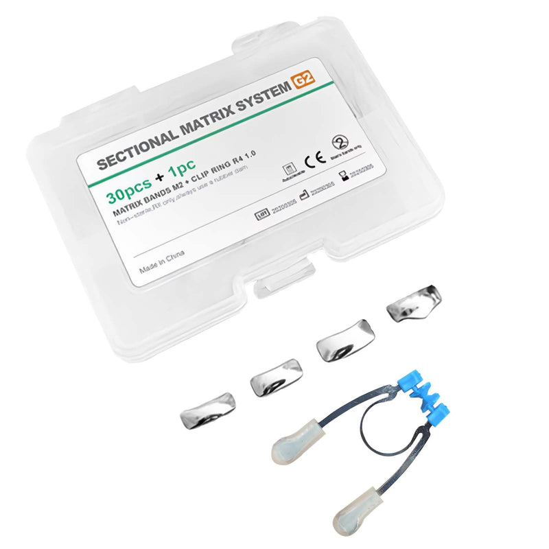 [Australia - AusPower] - Dental Sectional Matrix System, 30PCS Metal Matrix Matrices Bands Autoclavable + 1PCS Clamping Ring Dentistry Materials 