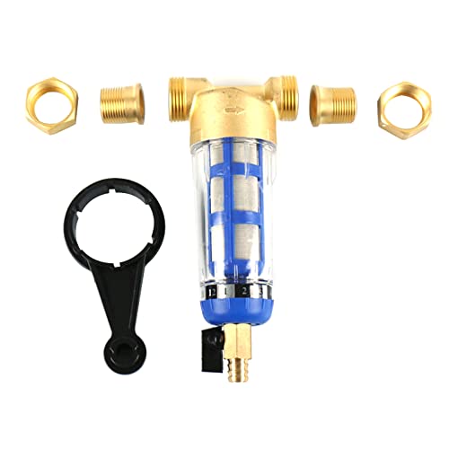 Flushable Fine Filter Reusable, 1 Inch Male Thread Spin Down Sediment Water Filter with 1/2 Inch 3/4 Inch Screw Connection, Water Pre-Filter Sediment Filter for Well Water Hose (3/4 Inch Male Thread) 3/4" Male Thread