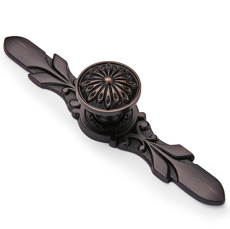 10Set Cabinet Knobs & Back plate,ORB Flower Drawer Hardware for Kitchen | 1-1/5”Flower Knobs and 5-4/5”Plate for Kitchen Bathroom,TV Cabinets Decorative Knobs and Drawers Cabinet Hardware Oil Rubbed Bronze 10