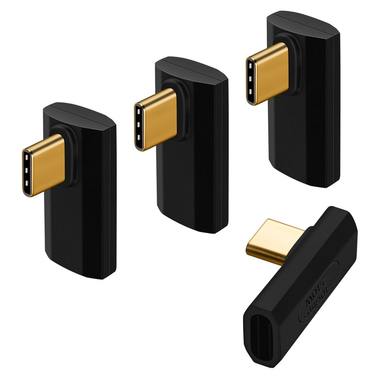 [Australia - AusPower] - YoungSelly 4 Pack USB C Adapter Connector, Supports Thunderbolt 4/3, USB4/3, PD 240W Fast Charging, 40Gb/s Data Transfer, 8K Video Output, Compatible with Most USB C Devices. (Elbow). 4 pack Elbow 