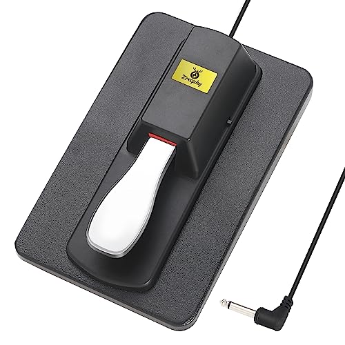 Sustain Pedal Universal Foot Controller Switch, 6.35mm 1/4" Jack Damper Pedal For Keyboards Digital Pianos MIDI Synthesizers Electronic Organ Tone Modules Drum Machines (Black) Black