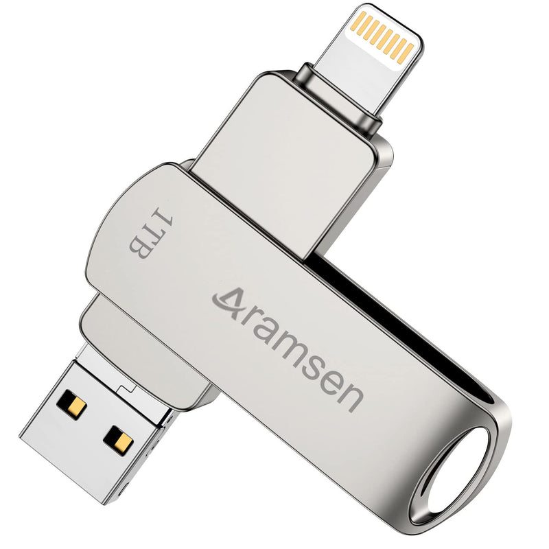 [Australia - AusPower] - Aramsen Flash Drive 1TB iPhone Photo Stick, USB 3.0 Flash Drive Photo Stick Memory Stick External Storage for iPhone/iPad/Android/PC（Silver NEW-1TB-SL 