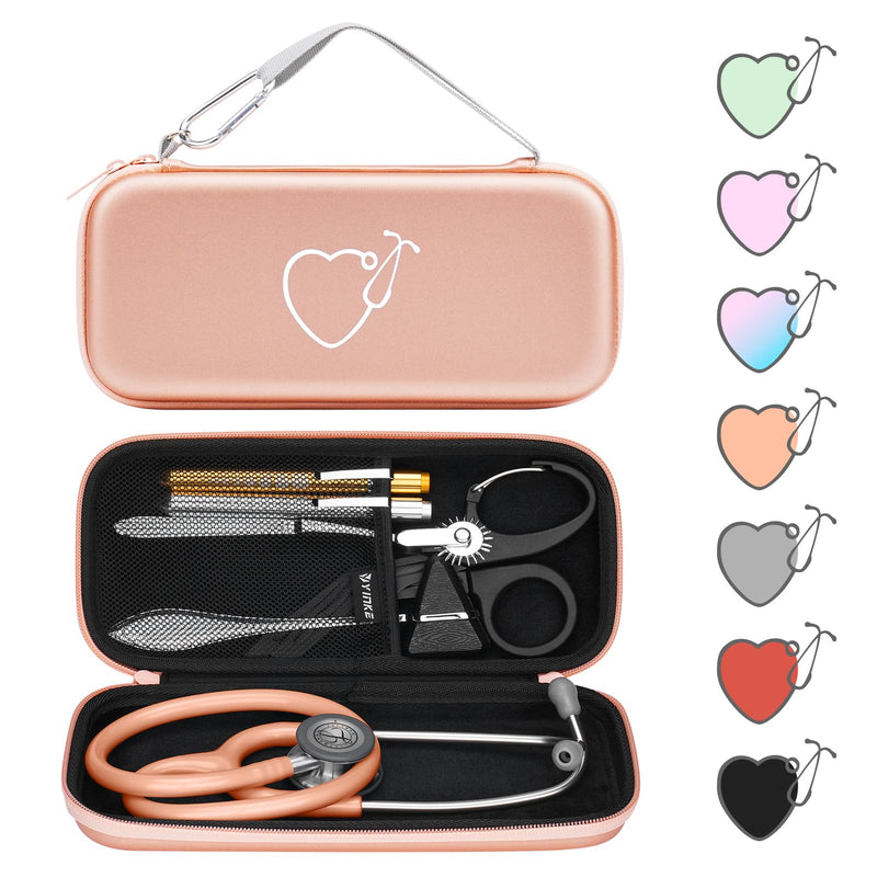 [Australia - AusPower] - Yinke Stethoscope Case for 3M Littmann Classic III, Lightweight II S.E, MDF Acoustica Deluxe, Cardiology IV Stethoscopes -Extra Room for Medical Scissors Reflex Hammer Penlight (Rose Gold-PU Leather) Rose Gold-PU Leather 