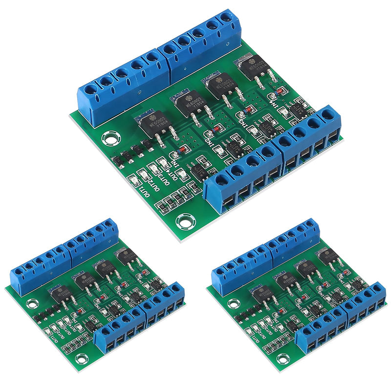 [Australia - AusPower] - 3pcs 4-Channel PLC Amplifier Circuit Board MOS FET PWM 3-20V to 3.7-27VDC 10A Driver Module 