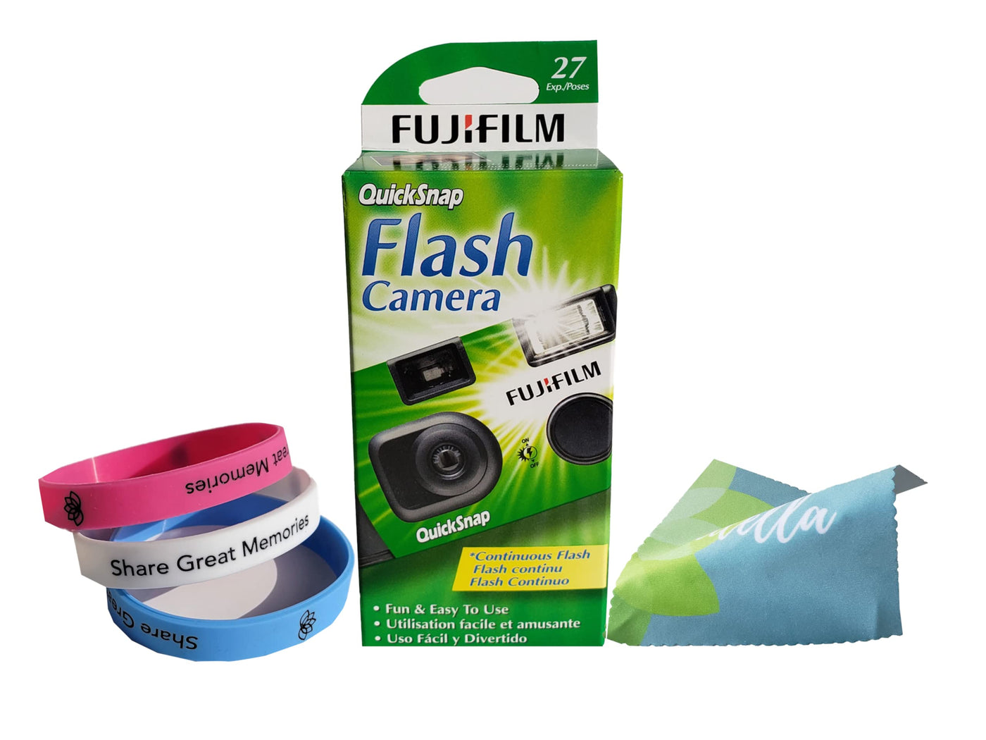 Fujifilm QuickSnap Flash 400 Disposable 35mm Camera + Quality Photo  Microfiber Cloth