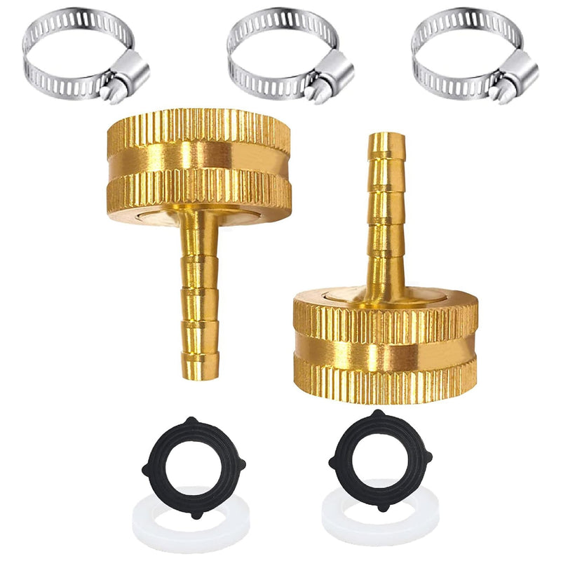 [Australia - AusPower] - AOPANDA 1/4" Barb x 3/4" Female GHT Thread Solid Brass Water Hose End Repair Connector, Includes Stainless Steel Clamps and gaskets 2 1/4" Barb x 3/4 GHT 