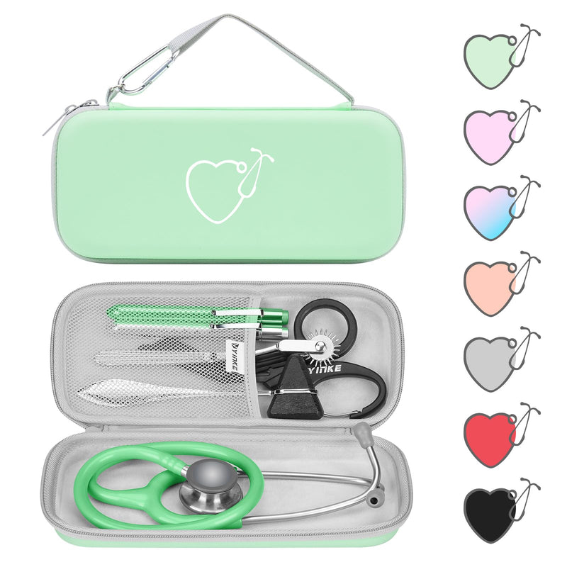 [Australia - AusPower] - Yinke Stethoscope Case for 3M Littmann Classic III, Lightweight II S.E, MDF Acoustica, Cardiology IV Stethoscopes -Extra Room Medical Scissors Reflex Hammer Penlight,Ideal Gift Nurse Doctor, Green-PU 