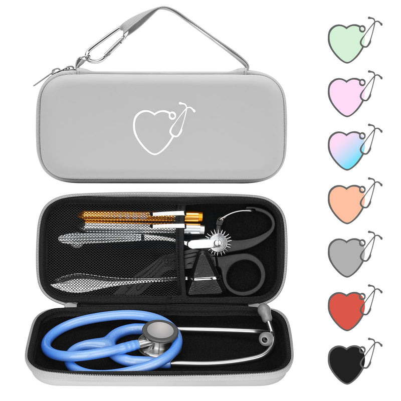 [Australia - AusPower] - Stethoscope Case for 3M Littmann Classic III, Lightweight II S.E, MDF Acoustica Deluxe, Cardiology IV Stethoscopes -Extra Room for Medical Scissors Reflex Hammer Penlight, Ideal Gift for Nurse Doctor Grey-PU 