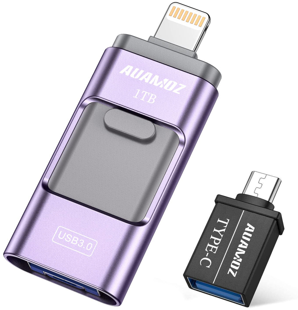 [Australia - AusPower] - Flash Drive for iPhone 1TB, AUAMOZ USB Memory Stick Photo Stick External Storage Thumb Drive for iPhone iPad Android Computer (Light Purple) AUUSB004-Light Purple 