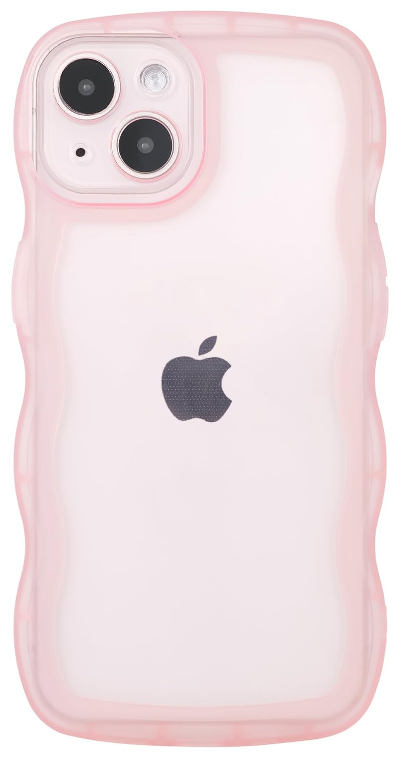 [Australia - AusPower] - Compatible with iPhone 13 Case 6.1" 2021, Cute Kawaii Curly Wave Frame Shape Soft Silicone Shockproof Protective Phone Cover for Women Girls, Clear/Pink 